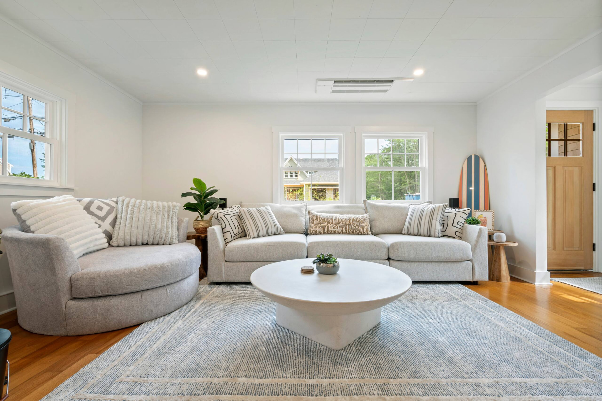Bright, welcoming living room at Shore to Please in York, Maine