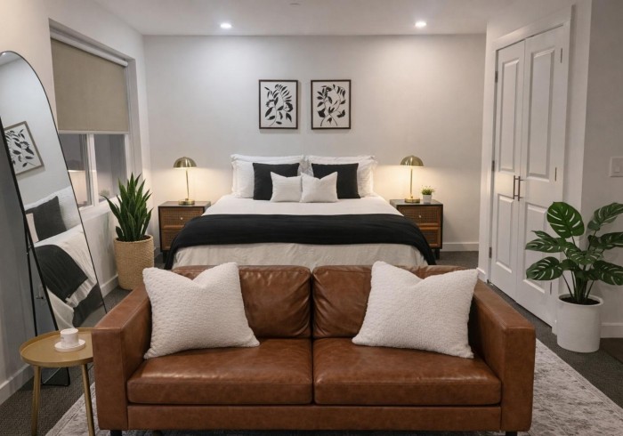 King suite living space at Daniella's Suites in Peabody, MA